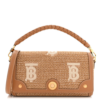 Burberry Raffia Calfskin TB Note Crossbody Bag Natural 1 of 10