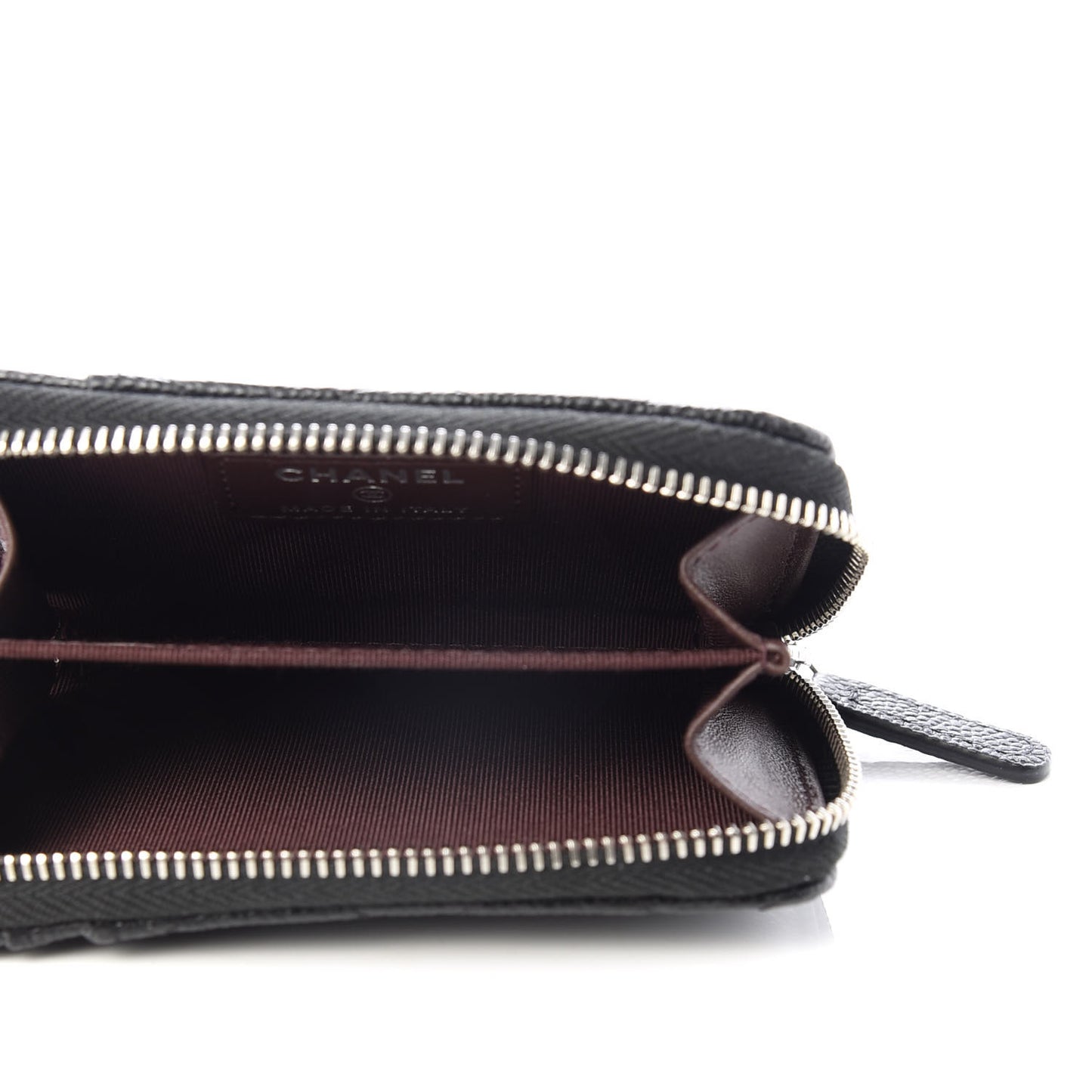 Caviar Quilted Zip Card Holder Black