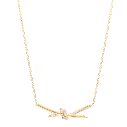 Tiffany 18K Yellow Gold Diamond Knot Necklace 1 of 5