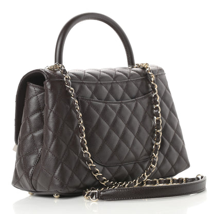 Chanel Caviar Quilted Small Coco Handle Flap Dark Brown 3 of 11