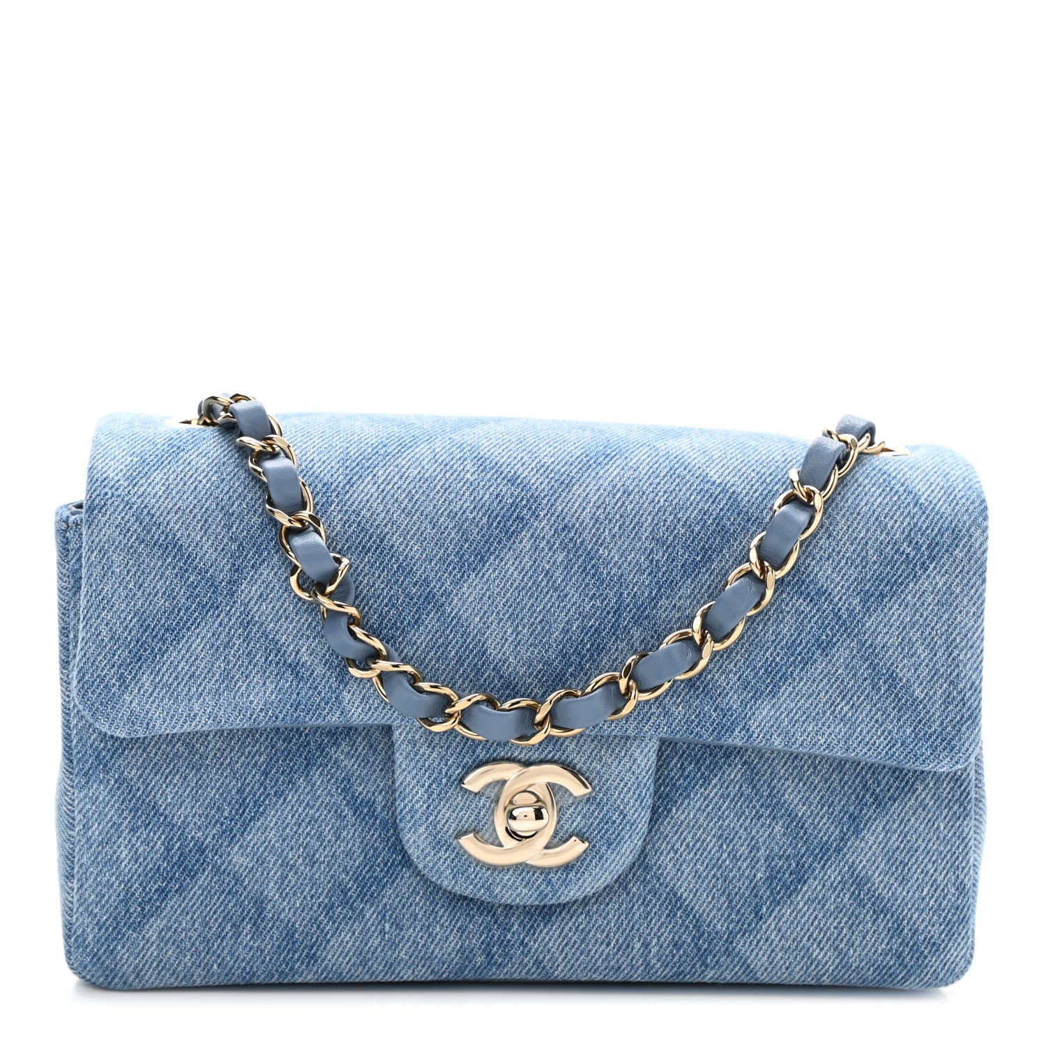 Chanel Printed Denim Quilted Mini Rectangular Flap Light Blue 1 of 11