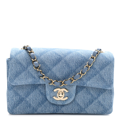 Chanel Printed Denim Quilted Mini Rectangular Flap Light Blue 1 of 11