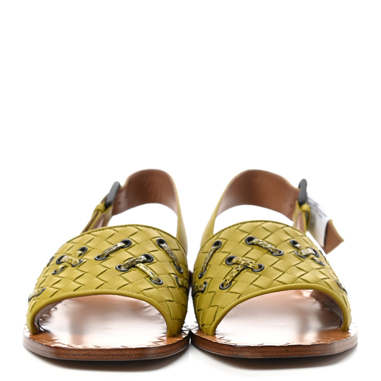 Nappa Ayers Intrecciato Flat Sandals 38 Chamomile
