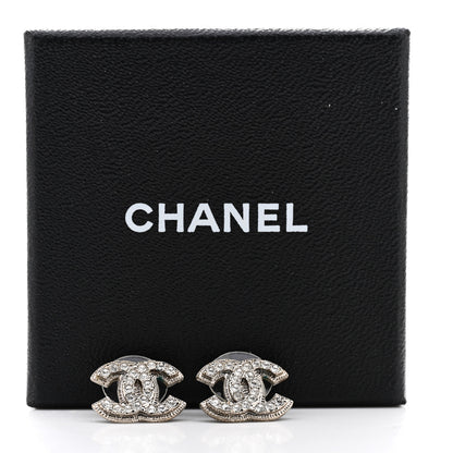 Chanel Crystal Mini CC Earrings Silver 8 of 8