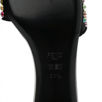 Fendi Crystal Embellished Slide Sandals 39.5 Black Multicolor 6 of 9