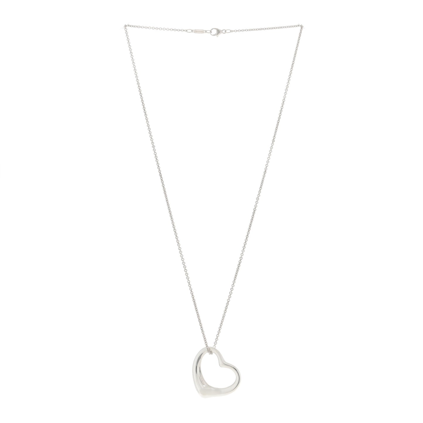 Sterling Silver 27mm Elsa Peretti Open Heart Pendant Necklace