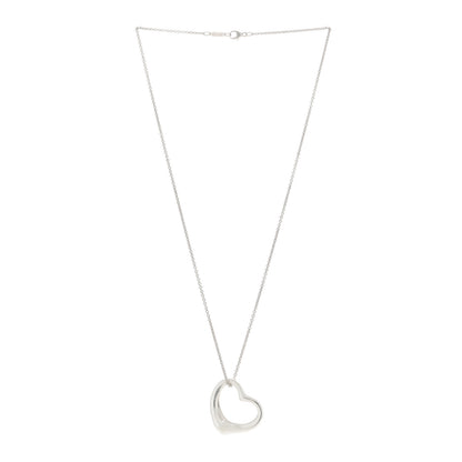 Tiffany Sterling Silver 27mm Elsa Peretti Open Heart Pendant Necklace 3 of 5