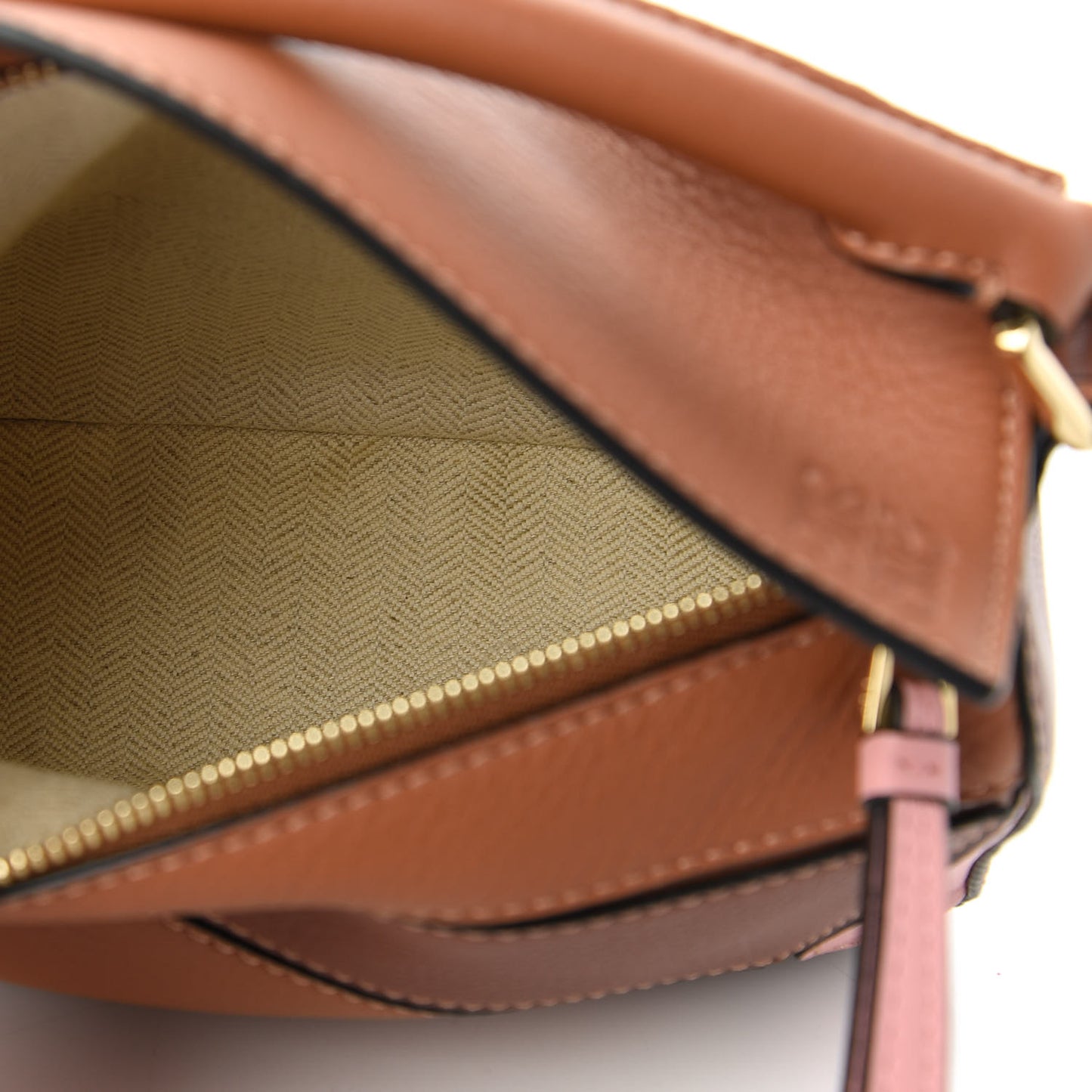 Calfskin Mini Puzzle Bag Tan Medium Pink