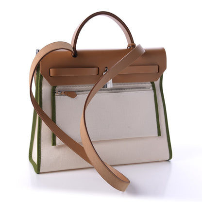 Hermes Toile Goeland Viking Vache Hunter Herbag Zip 31 PM Ecru Pelouse 5 of 12