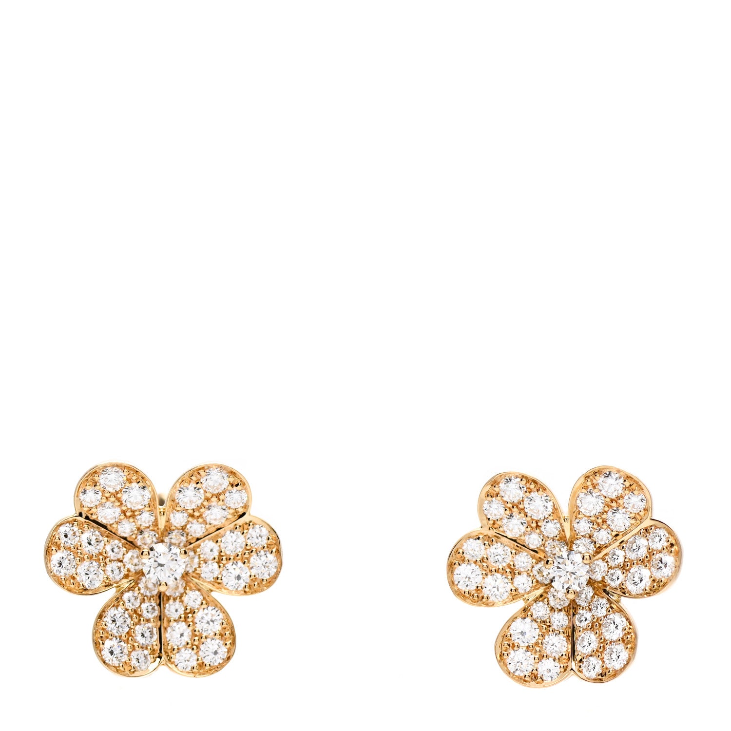 Van Cleef & Arpels 18K Yellow Gold Diamond Small Frivole Pave Earrings 1 of 5