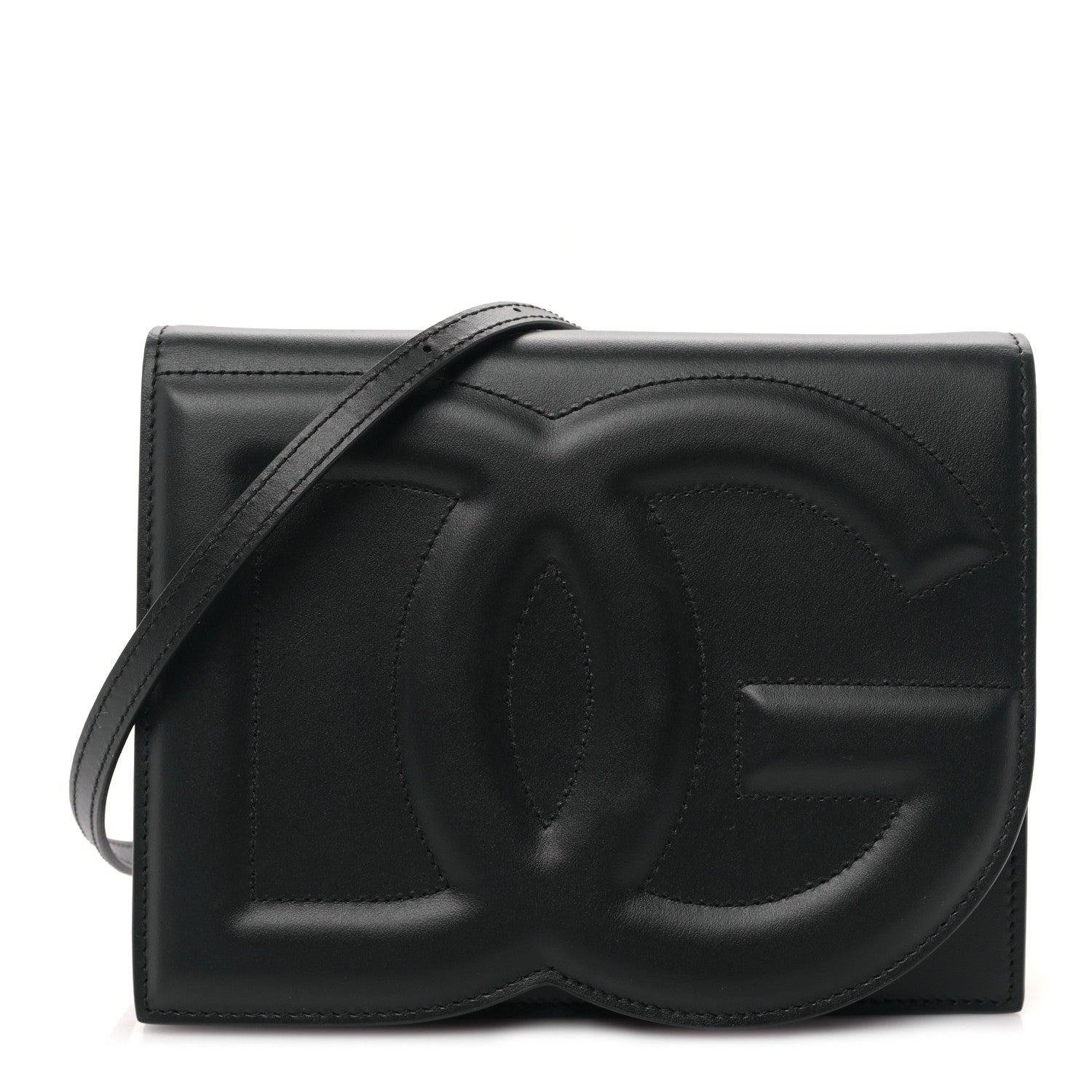 Dolce & Gabbana Calfskin DG Logo Flap Crossbody Bag Black 1 of 8