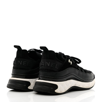 Chanel Fabric Calfskin Suede CC Sneakers 37.5 Black 4 of 16