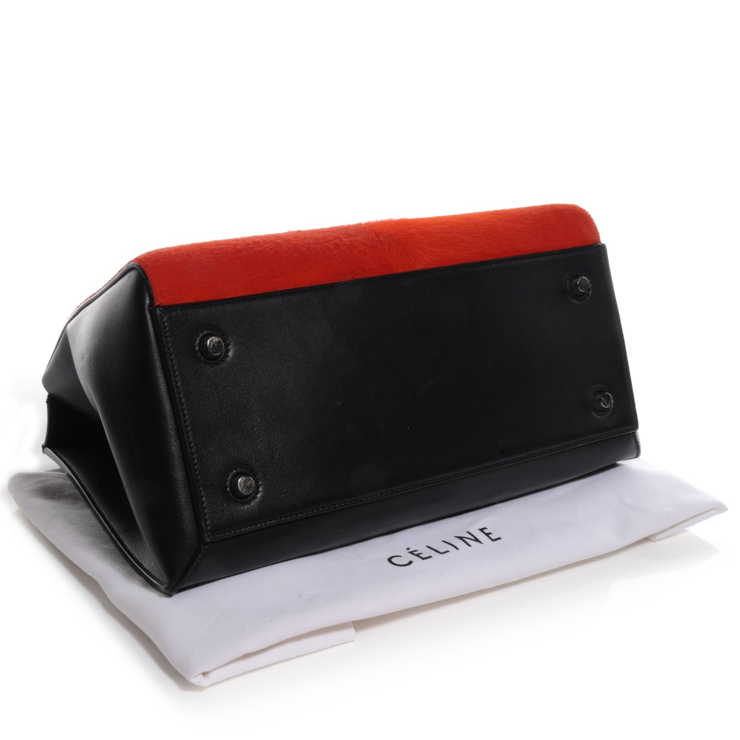 Pony Hair Medium Edge Shoulder Bag Vermillion