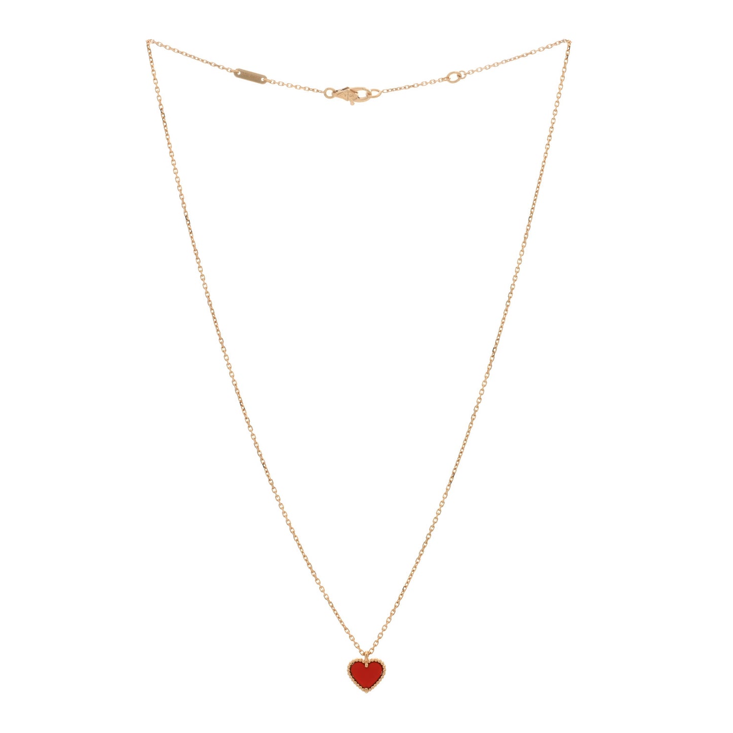 18K Rose Gold Carnelian Sweet Alhambra Heart Pendant Necklace