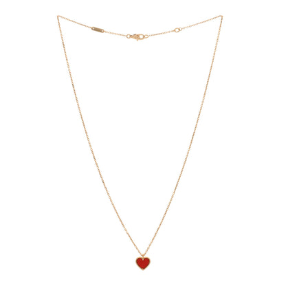 Van Cleef & Arpels 18K Rose Gold Carnelian Sweet Alhambra Heart Pendant Necklace 2 of 3
