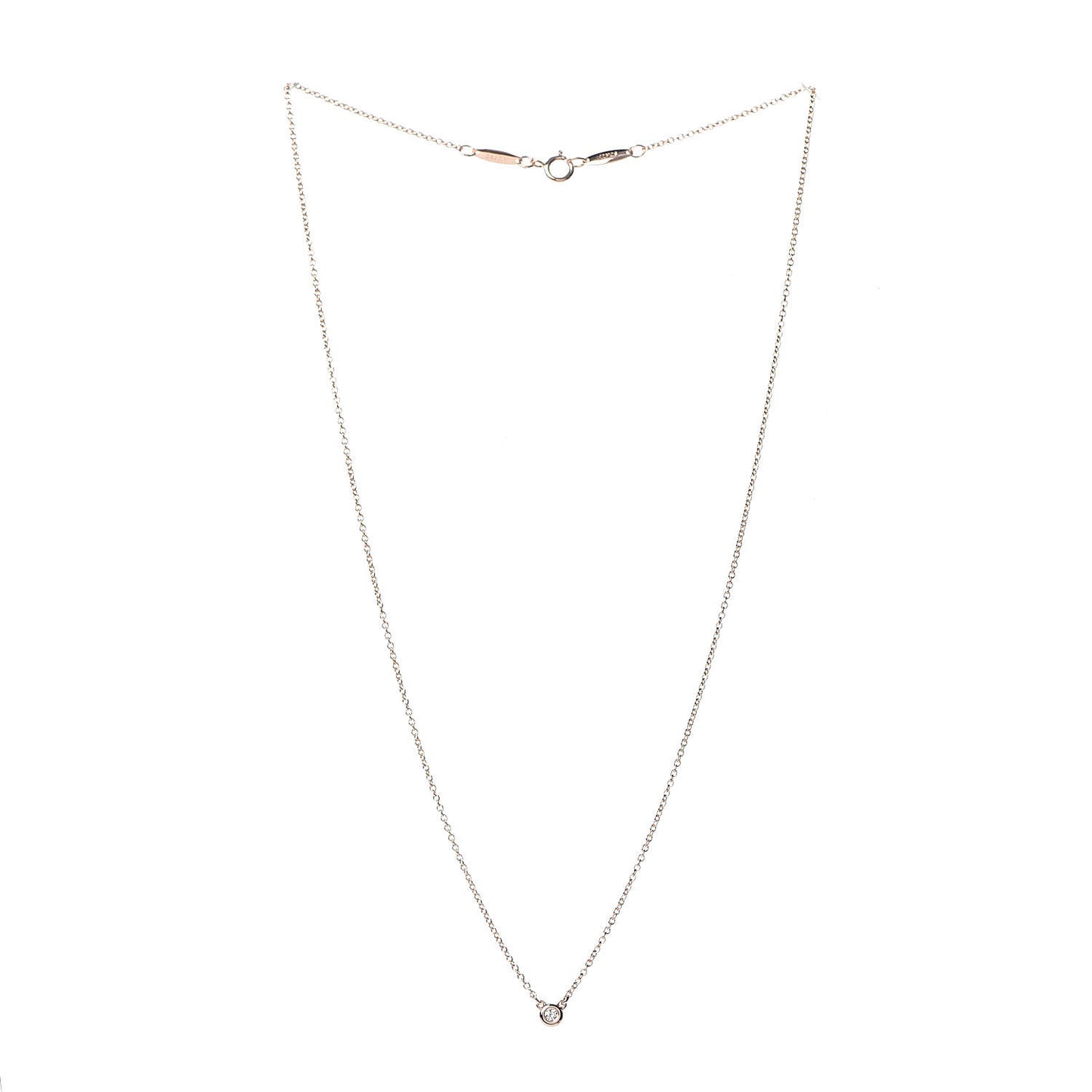 18K Rose Gold Diamond .03ct Elsa Peretti Diamonds by the Yard Pendant Necklace