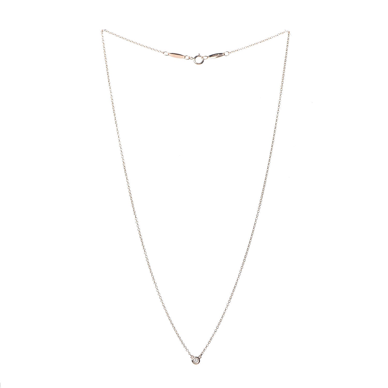 Tiffany 18K Rose Gold Diamond .03ct Elsa Peretti Diamonds by the Yard Pendant Necklace 3 of 9