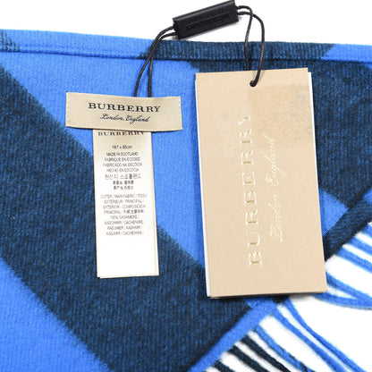 Burberry Cashmere Mega Check Triangle Bandana Scarf Bright Blue 3 of 3