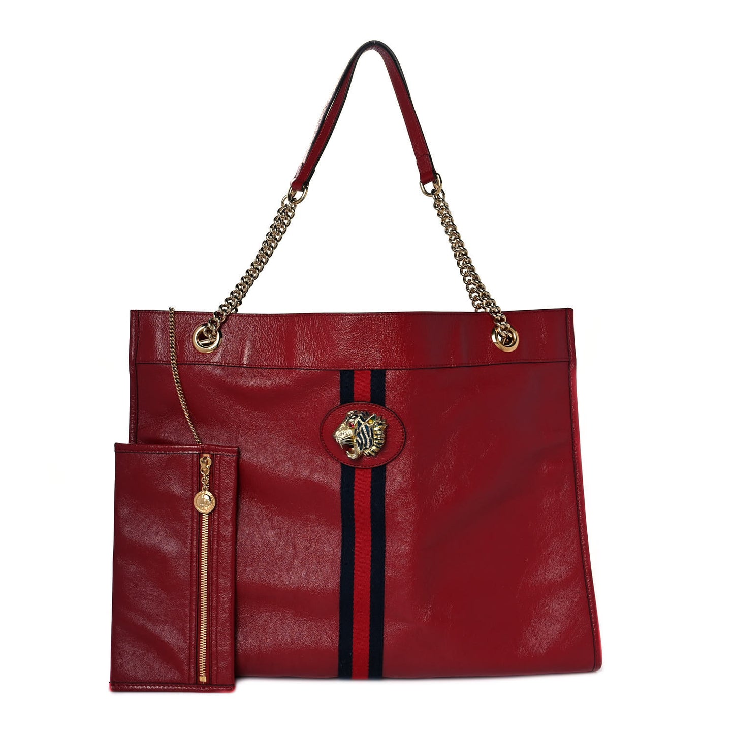 Calfskin Large Rajah Chain Tote Romantic Cherry