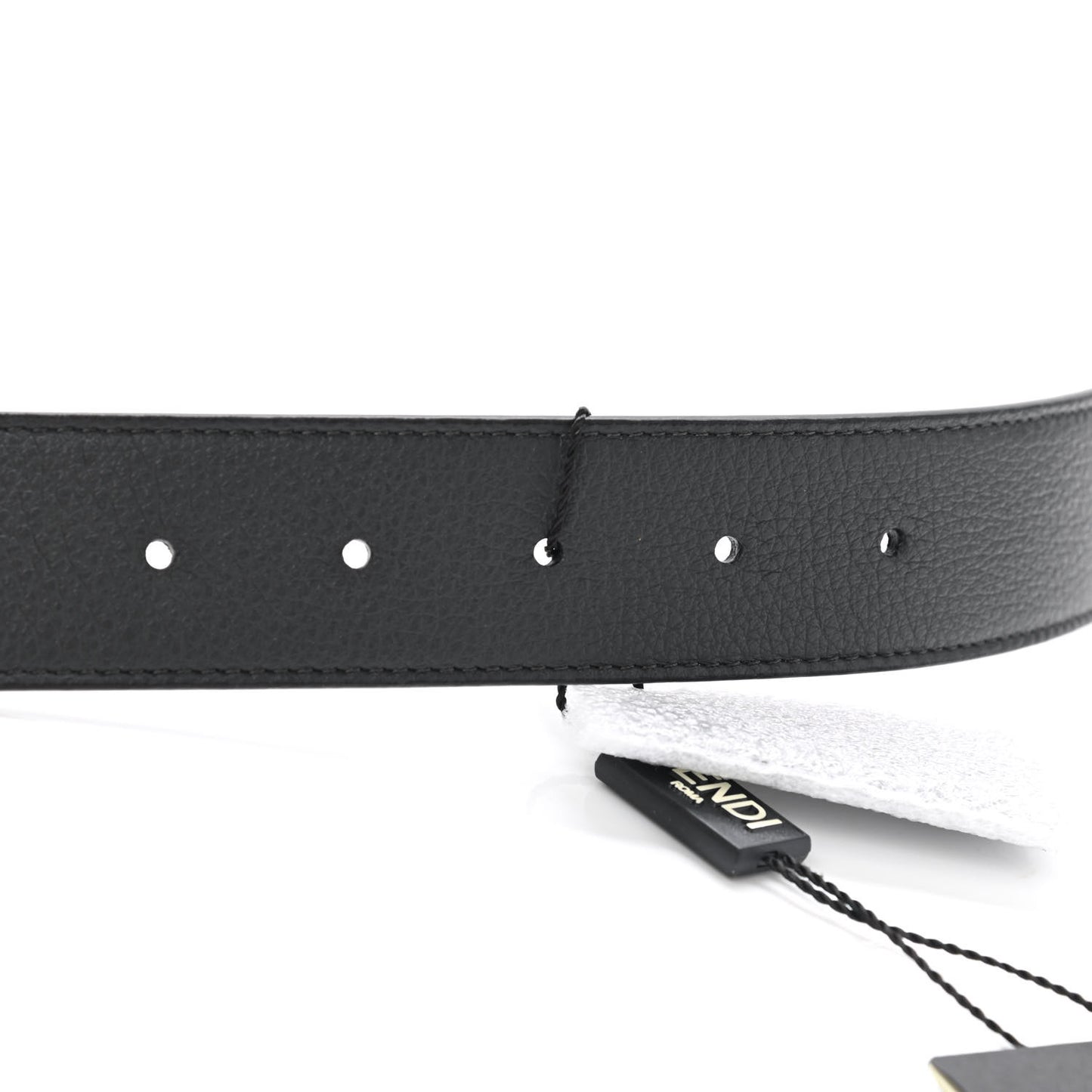 Cuoio Romano Glazed Fabric FF 1974 FF Buckle Reversible Belt 100 40 Asfalto Black
