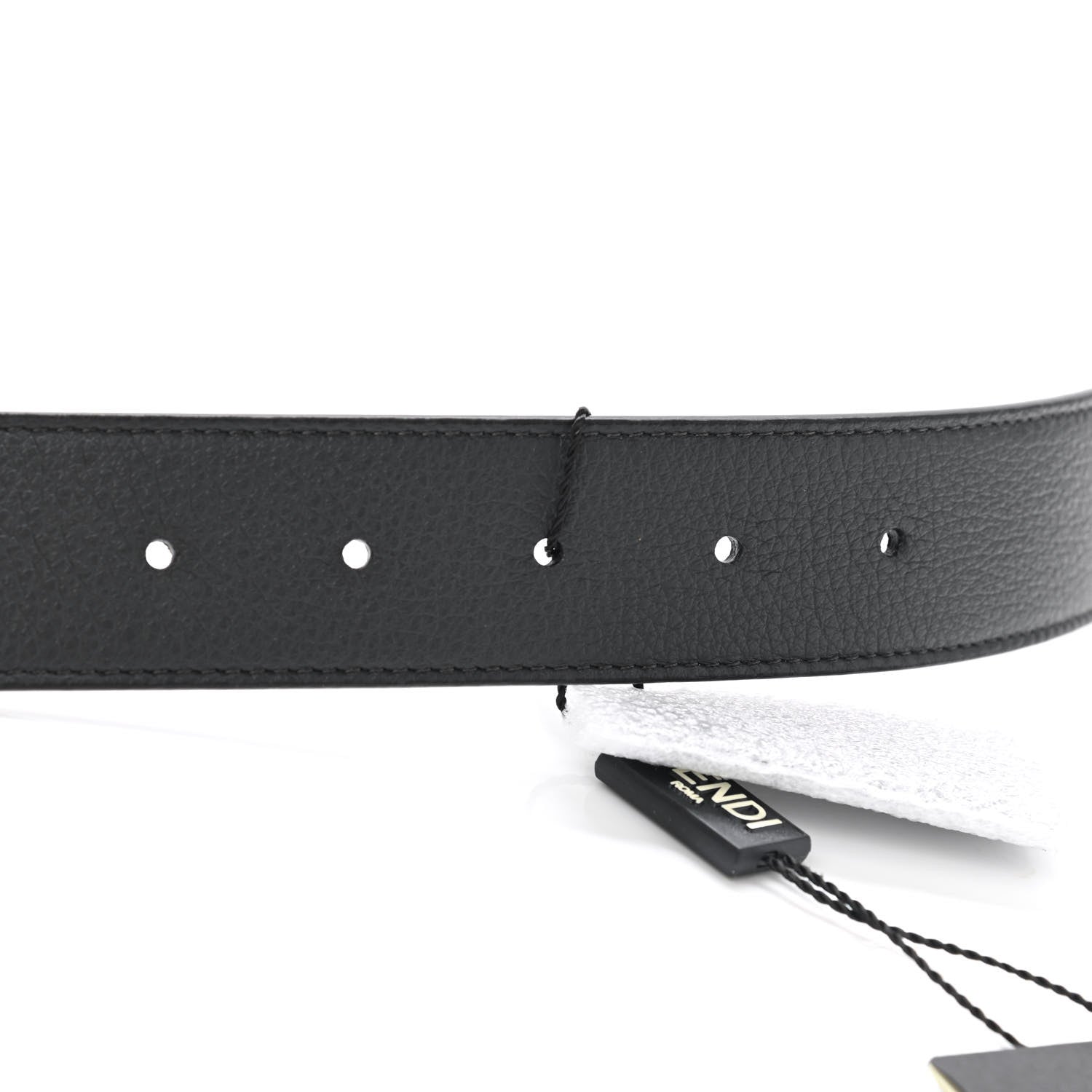 Fendi Cuoio Romano Glazed Fabric FF 1974 FF Buckle Reversible Belt 100 40 Asfalto Black 3 of 5