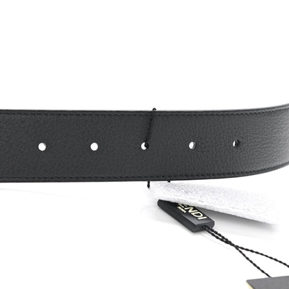 Fendi Cuoio Romano Glazed Fabric FF 1974 FF Buckle Reversible Belt 100 40 Asfalto Black 3 of 5