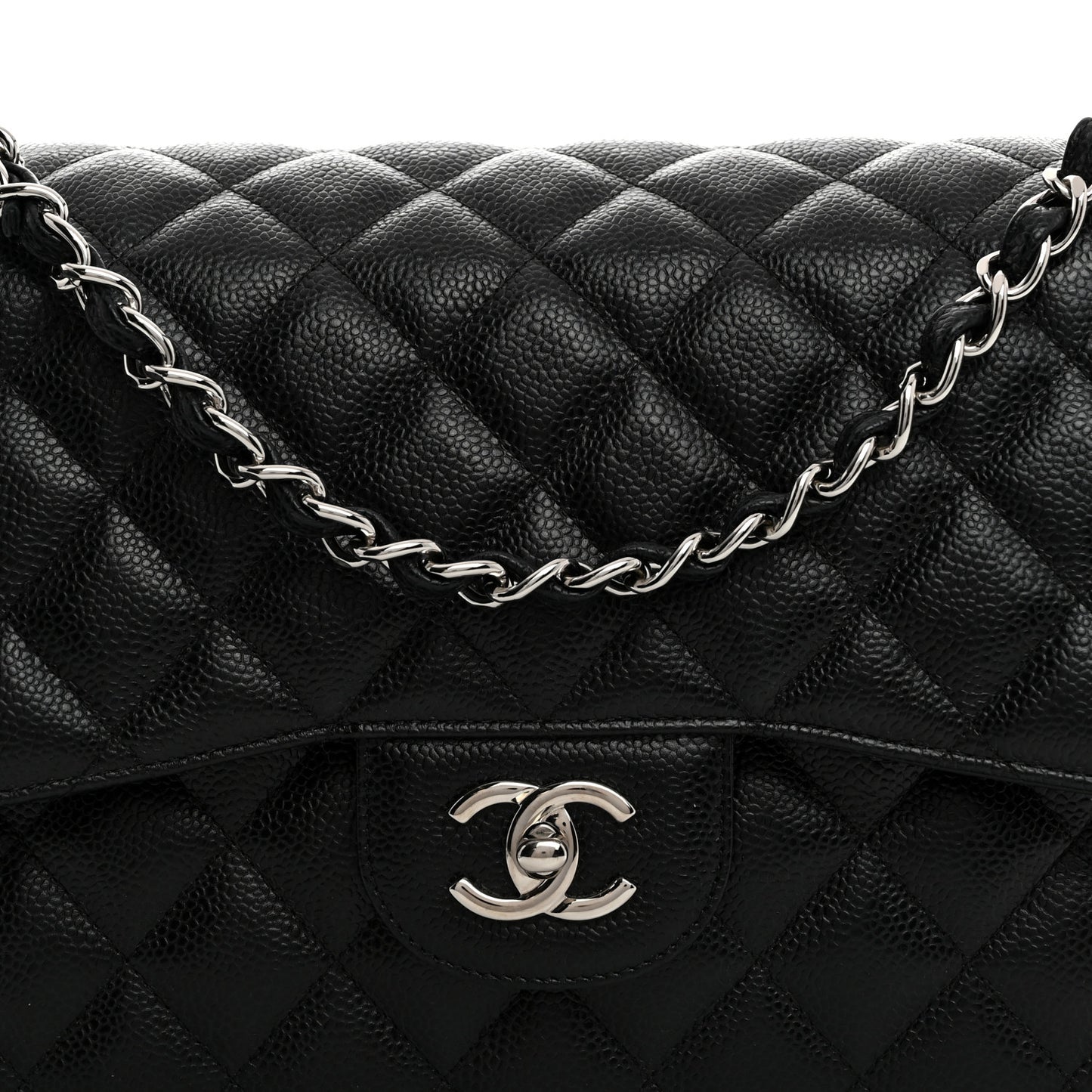 Caviar Quilted Jumbo Double Flap Black