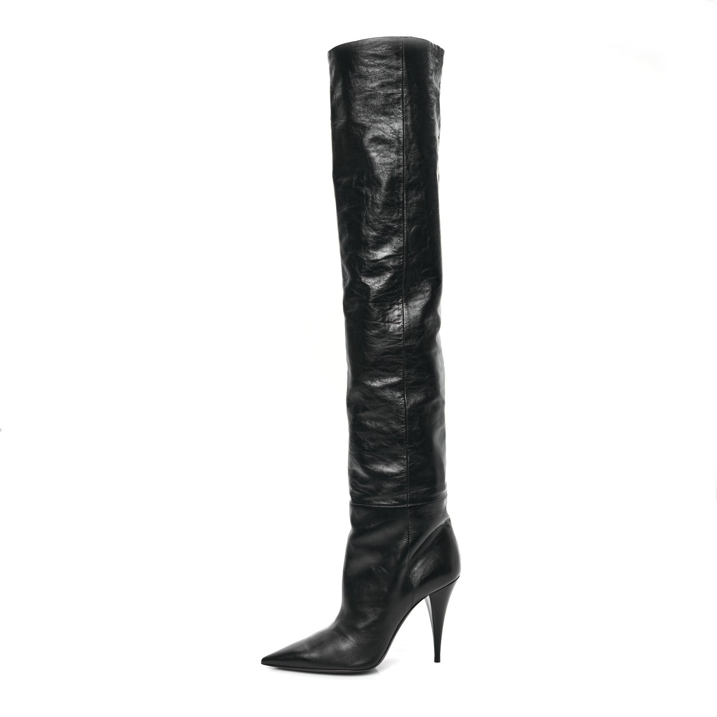 Calfskin Kiki 100 Over The Knee Boots 37.5 Black