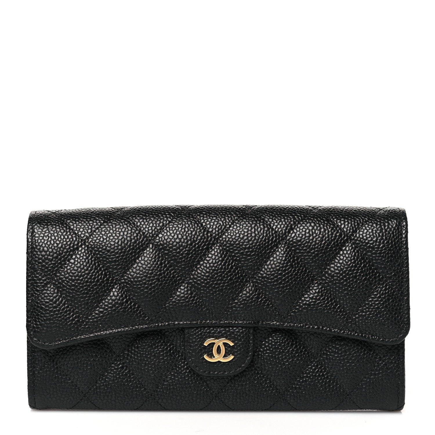 Chanel Caviar Quilted Large Gusset Flap Wallet Black 1 of 10