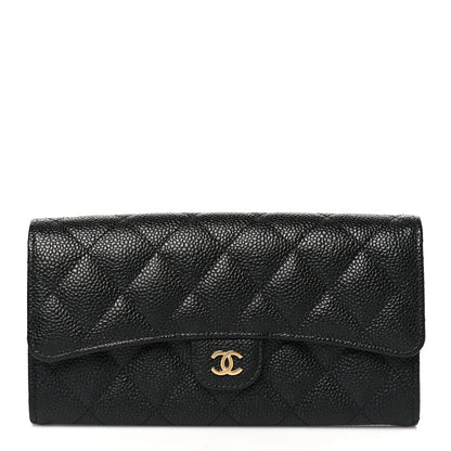 Chanel Caviar Quilted Large Gusset Flap Wallet Black 1 of 10