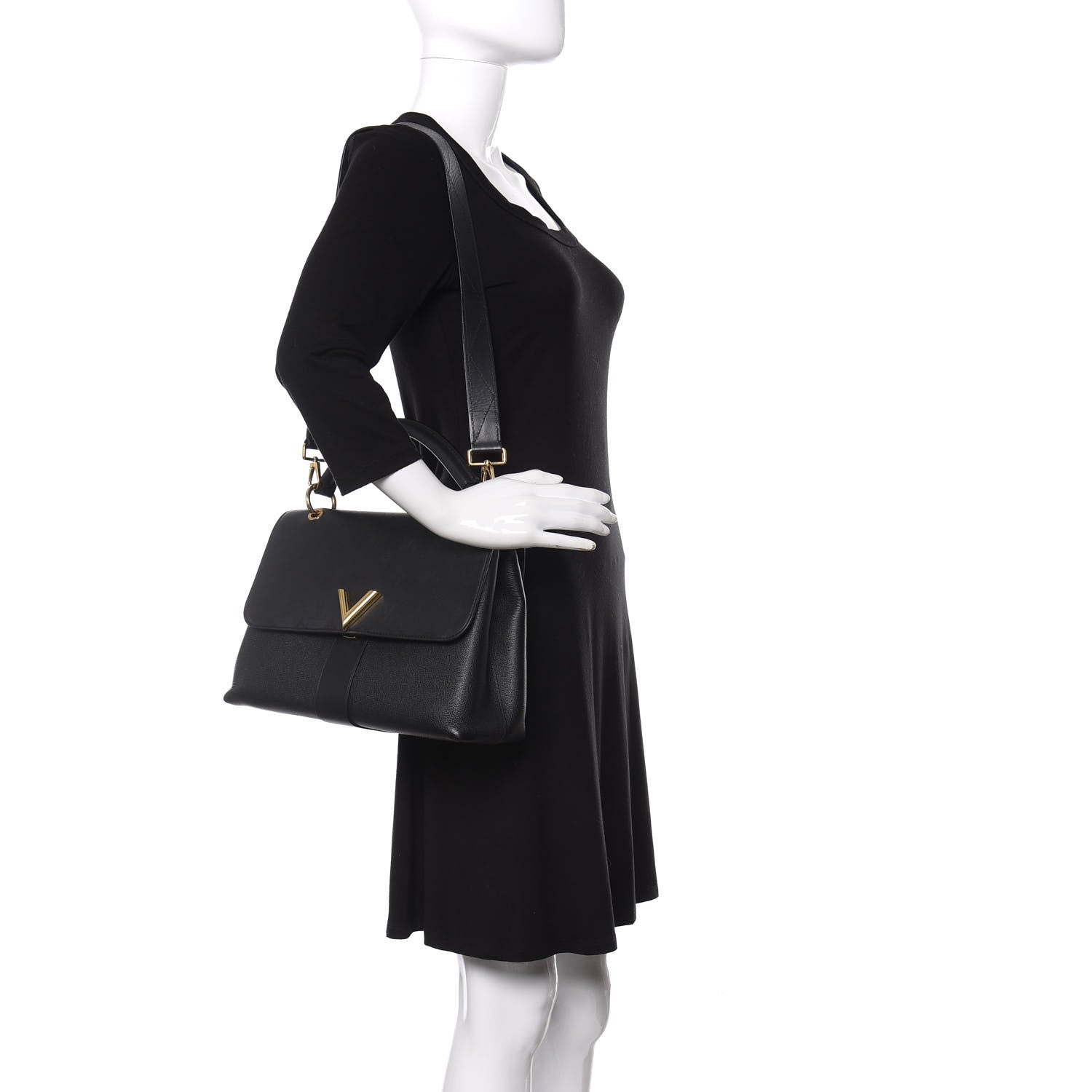 Louis Vuitton Calfskin Monogram Very One Handle Black 2 of 18