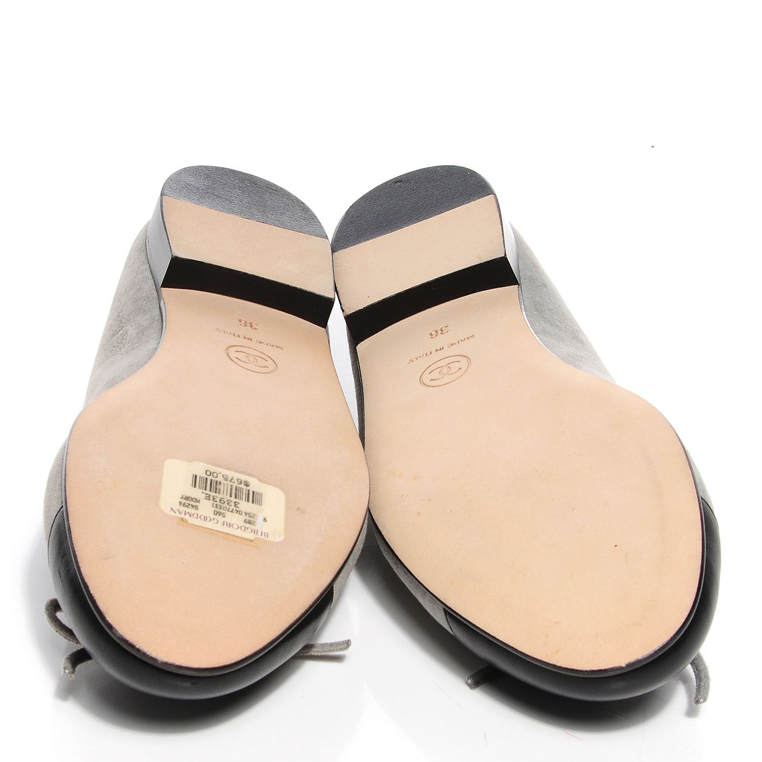 Chanel Suede Cap Toe Ballerina Flats Grey Black 36 4 of 8