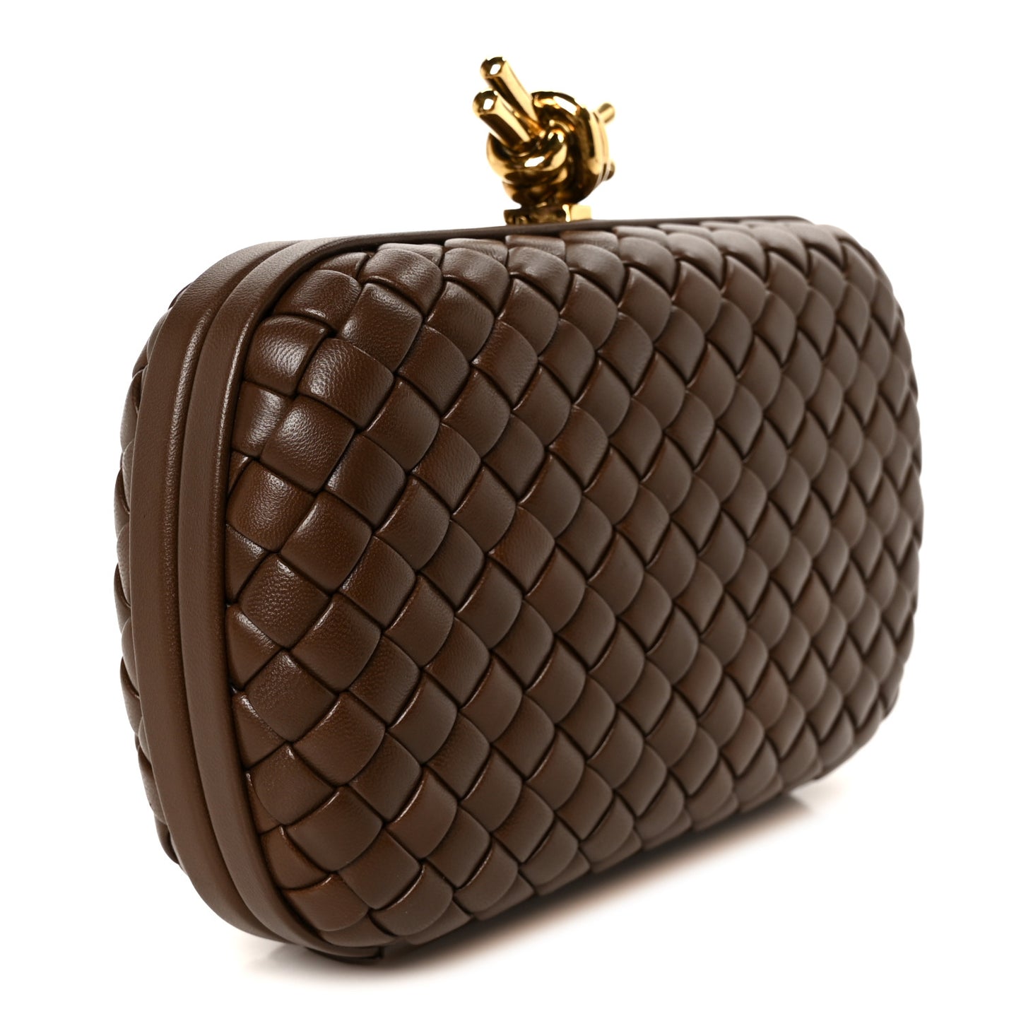 Nappa Intrecciato Knot Clutch Madder Brown