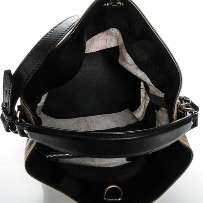 Burberry Canvas Mega Check Medium Susanna Hobo Black 5 of 6