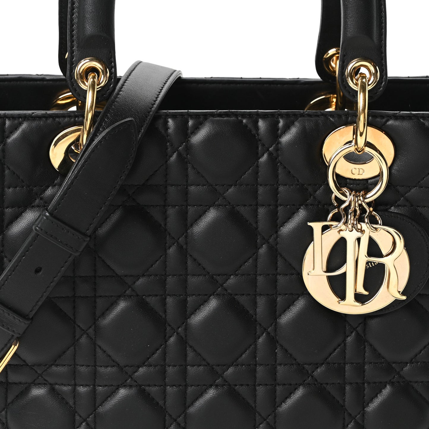 Lambskin Cannage Medium Lady Dior Black