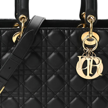 Christian Dior Lambskin Cannage Medium Lady Dior Black 7 of 9