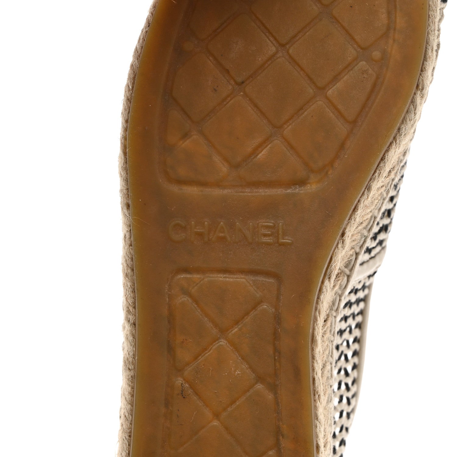 Chanel Mesh Grosgrain CC Espadrilles 37 Beige Black 7 of 7