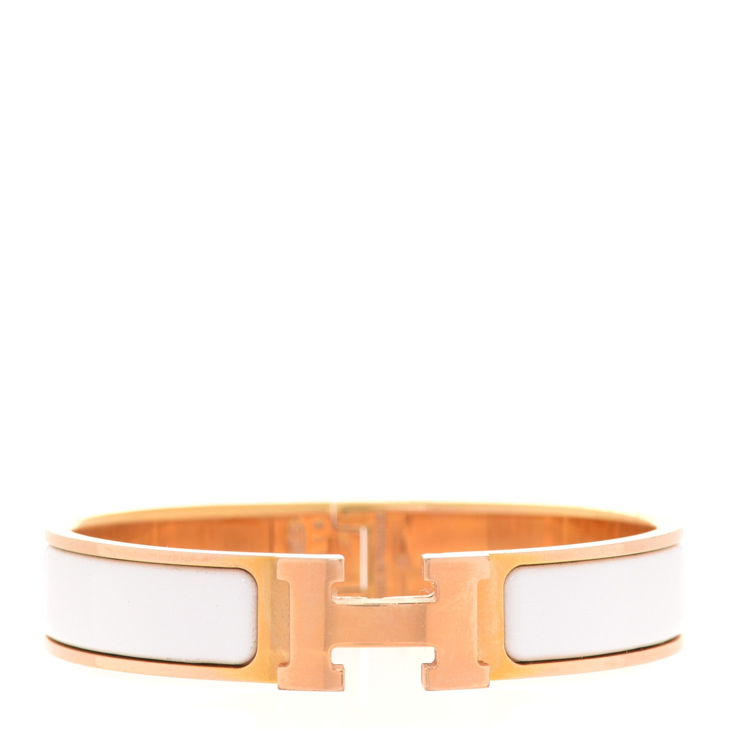 Hermes Enamel Narrow Clic Clac H Bracelet PM White 1 of 6
