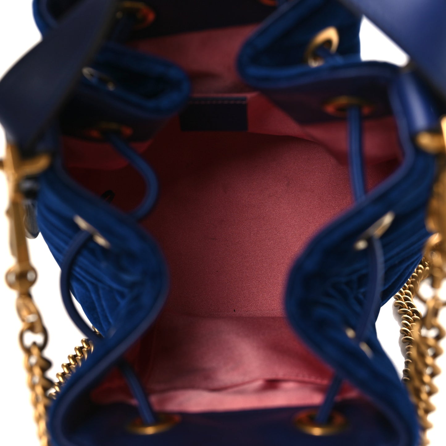 Velvet Matelasse GG Marmont Bucket Bag Cobalt Blue