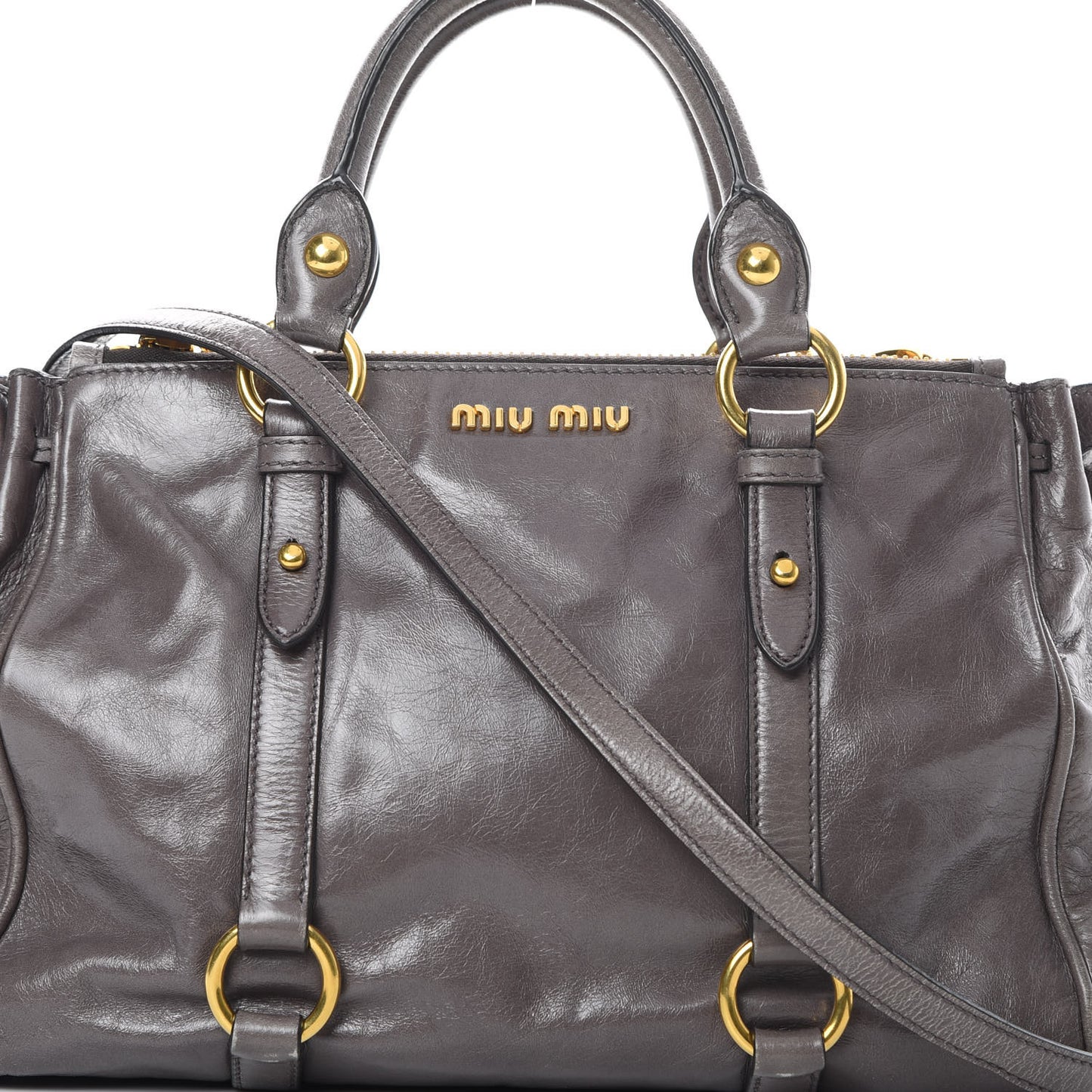 Vitello Shine Double Zip Tote Fumo