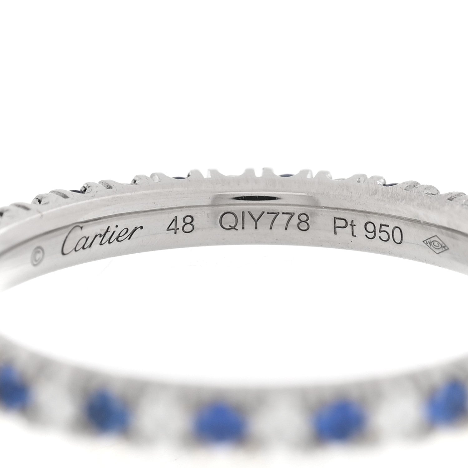Cartier Platinum Diamond Blue Sapphire 2mm Etincelle de Cartier Wedding Band Ring 48 4.5 4 of 5