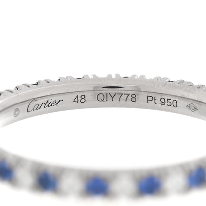 Cartier Platinum Diamond Blue Sapphire 2mm Etincelle de Cartier Wedding Band Ring 48 4.5 4 of 5
