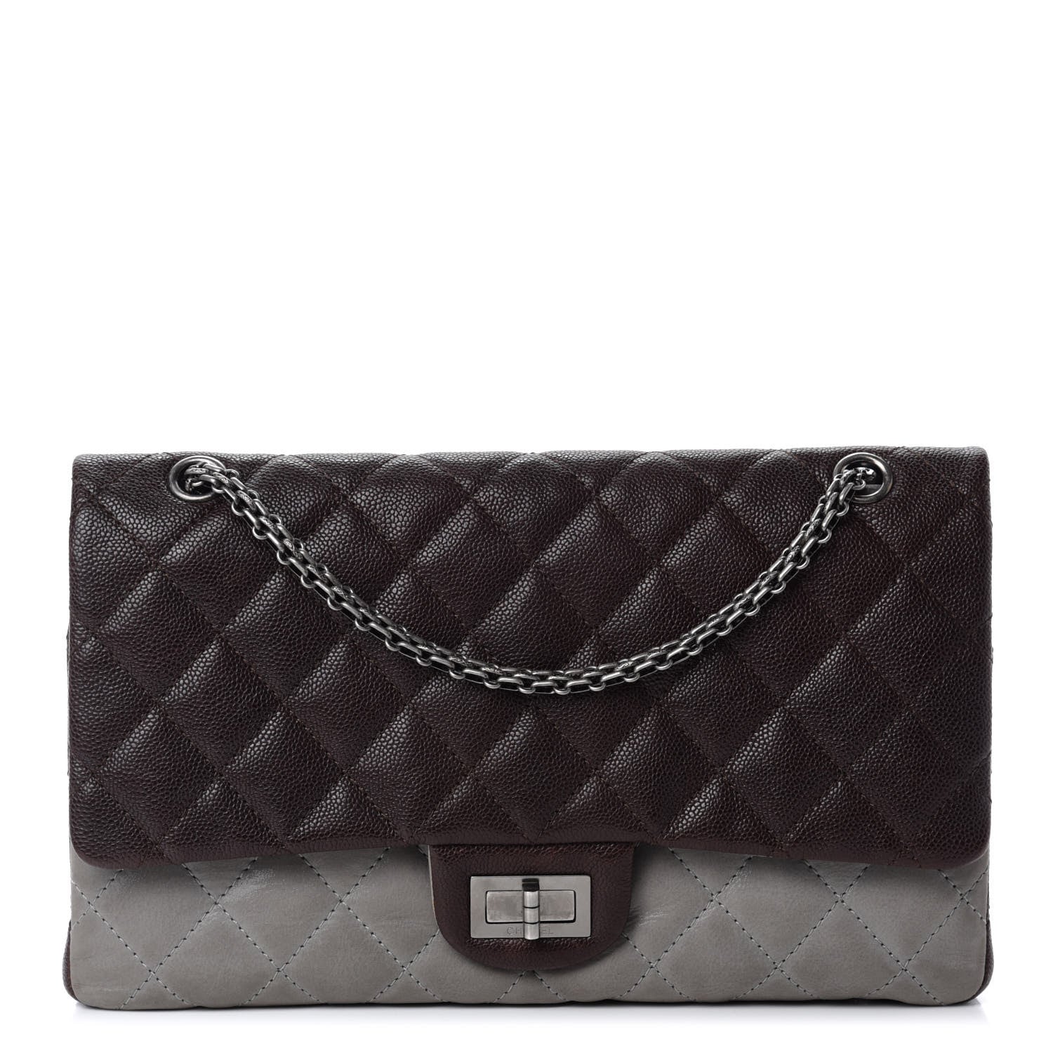 Chanel Caviar Iridescent Calfskin 2.55 Reissue 226 Flap Brown Grey 1 of 19