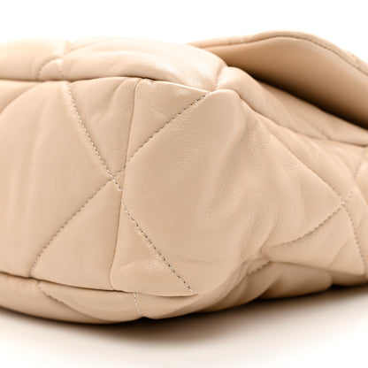 Chanel Lambskin Quilted Large Chanel 19 Flap Light Beige 9 of 9