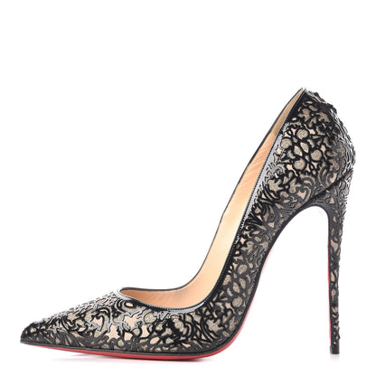 Christian Louboutin Patent Lace Glitter So Pretty 120 Pumps 39.5 Black 1 of 16