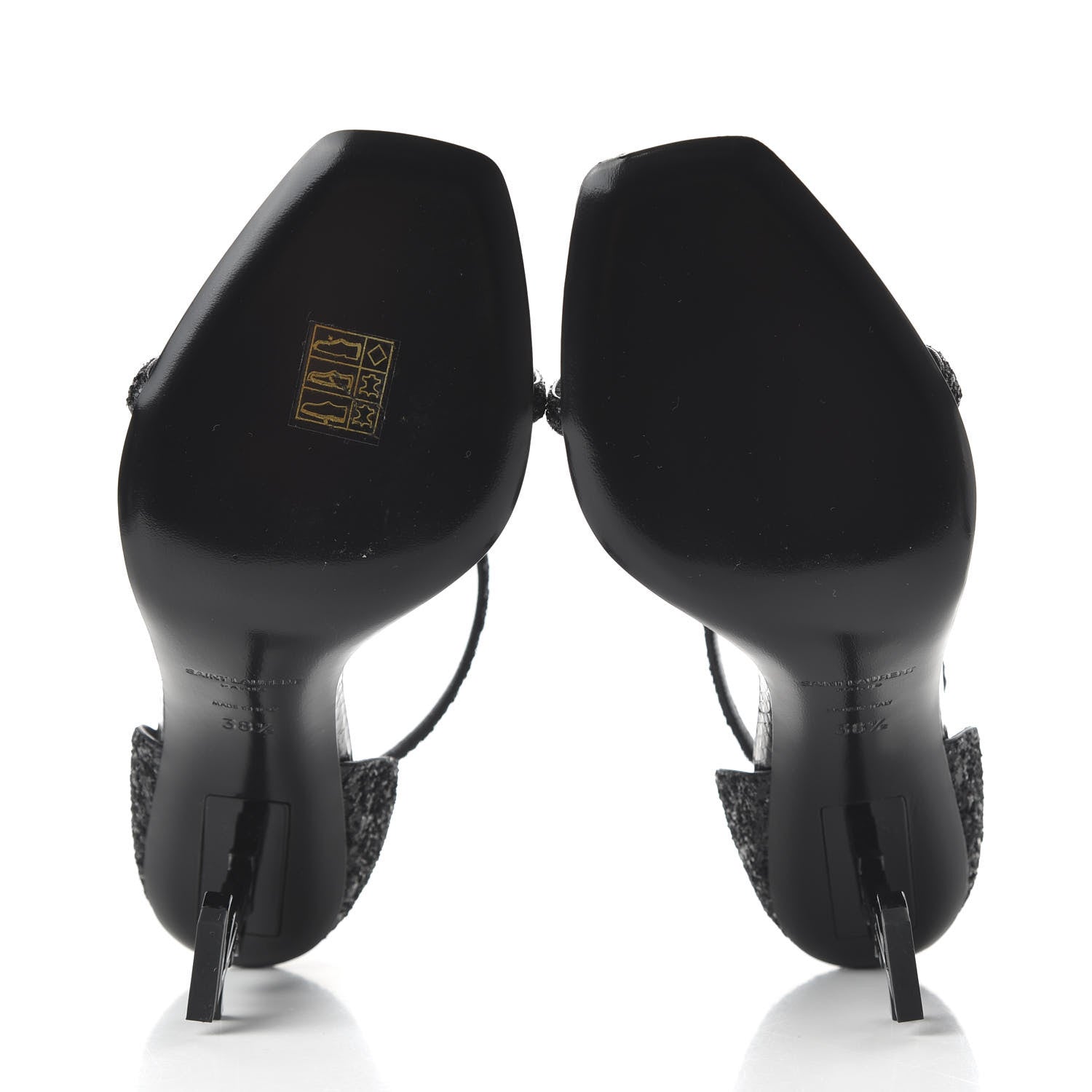 Saint Laurent Glitter Opyum 85 Sandals 38.5 Black 5 of 10