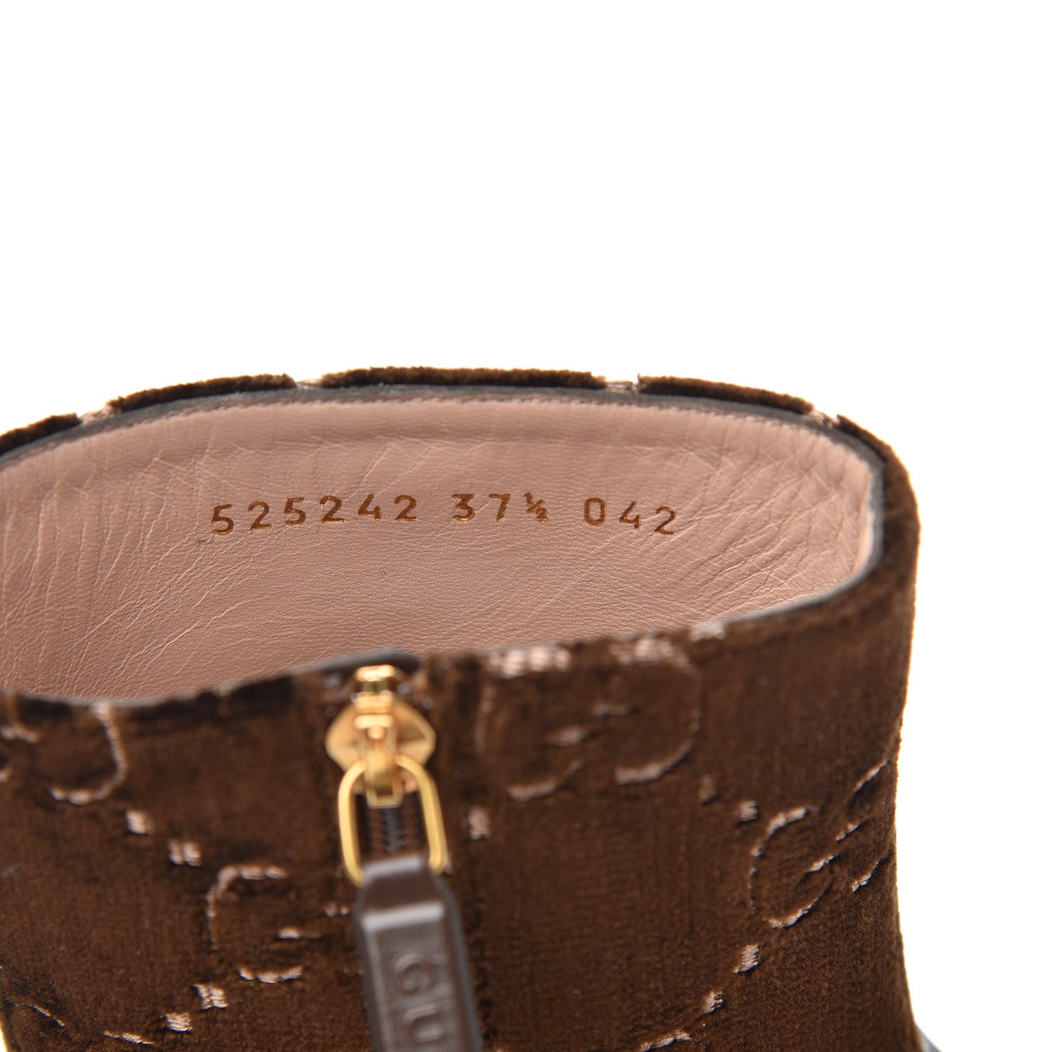 Gucci Velvet GG Monogram Crystal Horsebit Ankle Boots 37.5 Brown Vintage Cocoa 7 of 8