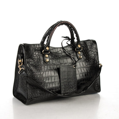 Balenciaga Calfskin Crocodile Embossed Giant 12 Gold Hardware City Black 3 of 7
