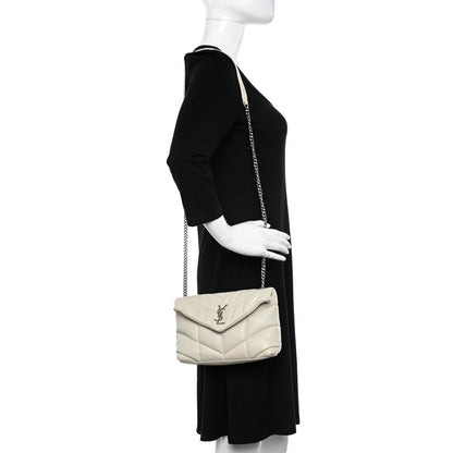 Saint Laurent Lambskin Quilted Toy Loulou Puffer Monogram Chain Satchel Crema Soft 2 of 9