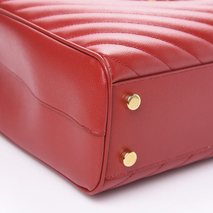 Saint Laurent Grain De Poudre Matelasse Chevron Large Monogram Shopping Bag Red 6 of 9